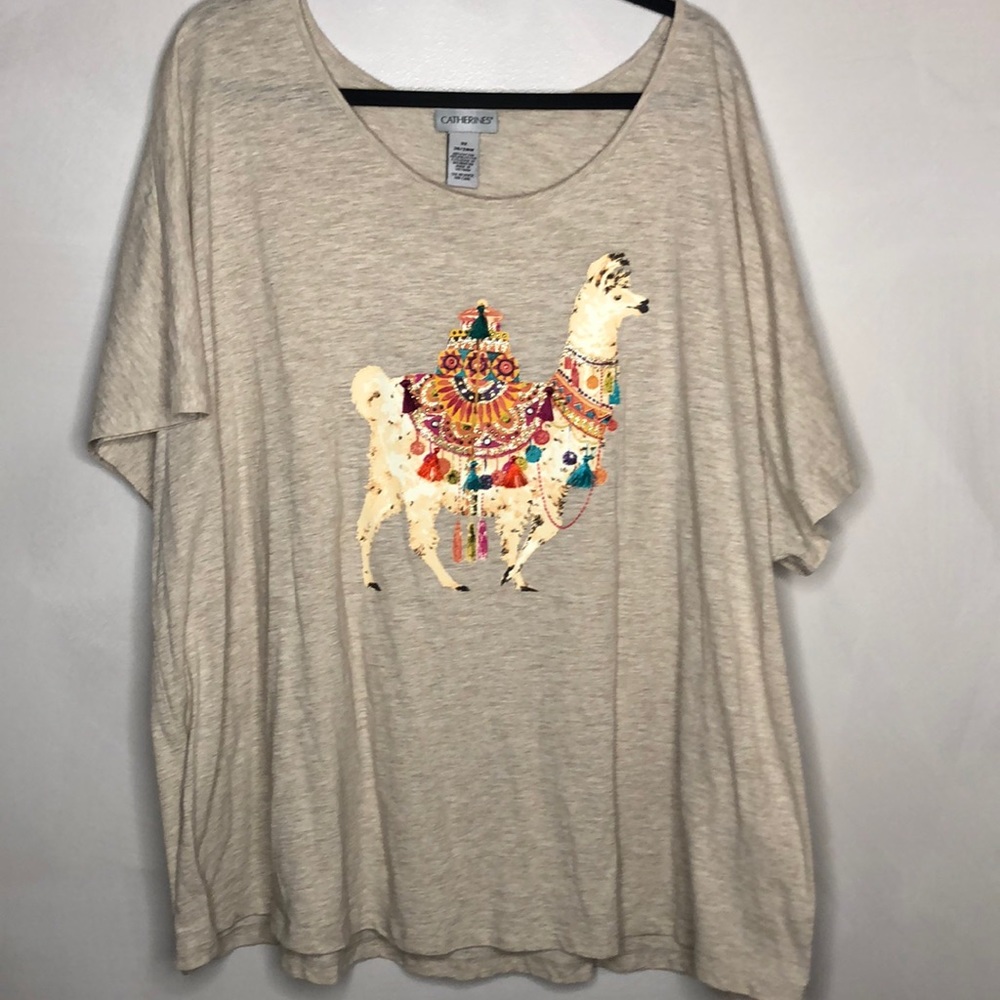 Cream/Sand color Catherine’s Llama Top 3X